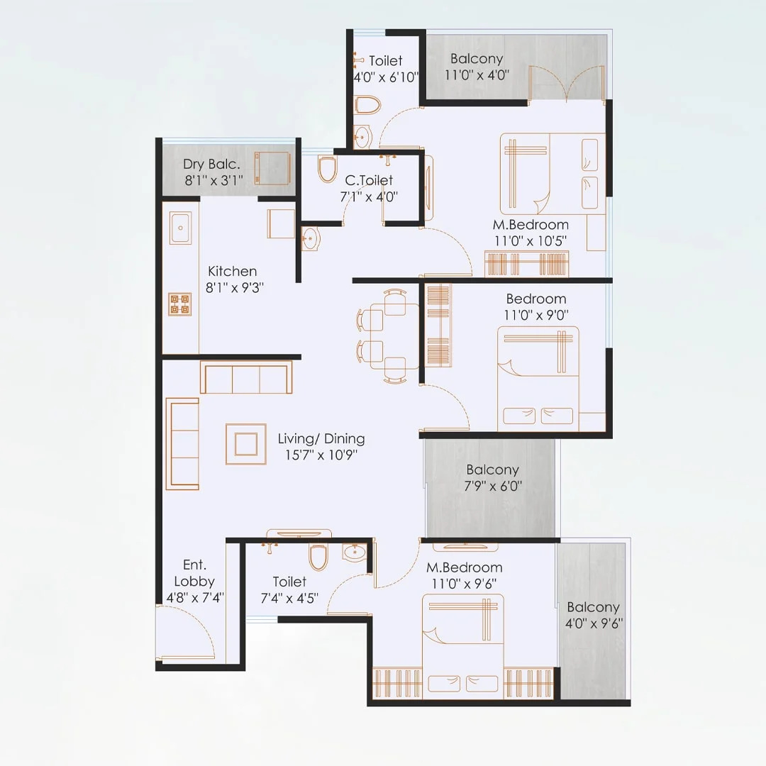 Nexus Skydale Punawale 3 BHK